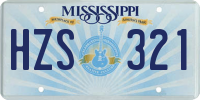 MS license plate HZS321