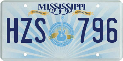 MS license plate HZS796