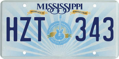 MS license plate HZT343