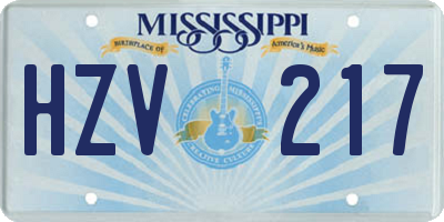 MS license plate HZV217