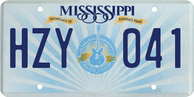 MS license plate HZY041