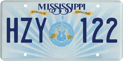 MS license plate HZY122