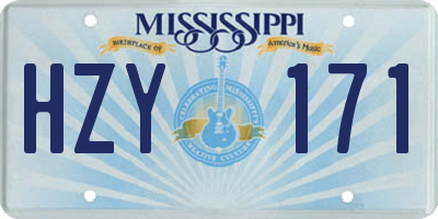 MS license plate HZY171