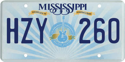 MS license plate HZY260