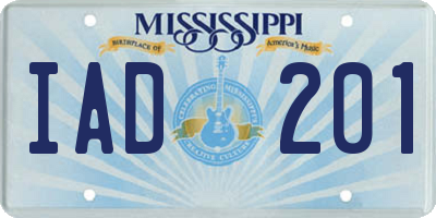 MS license plate IAD201