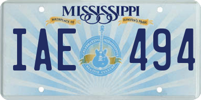 MS license plate IAE494