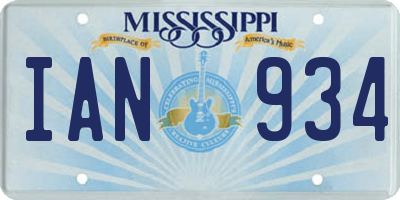MS license plate IAN934
