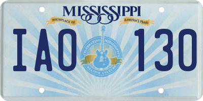 MS license plate IAO130
