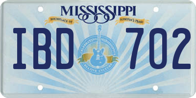 MS license plate IBD702