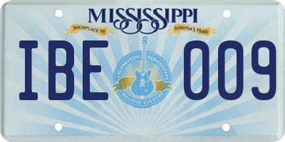 MS license plate IBE009