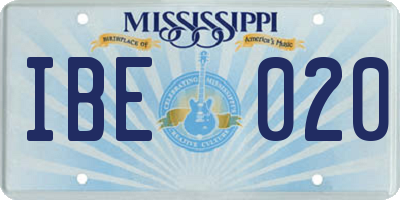 MS license plate IBE020