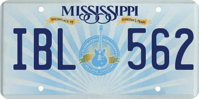 MS license plate IBL562