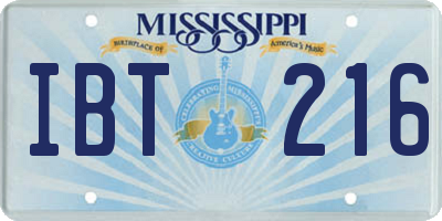 MS license plate IBT216