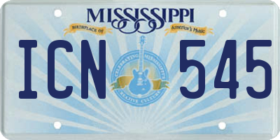 MS license plate ICN545