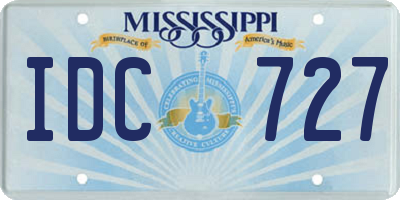 MS license plate IDC727