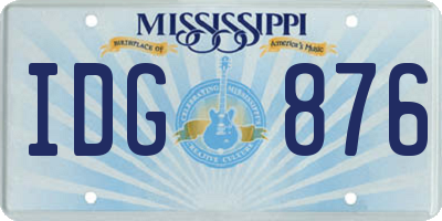 MS license plate IDG876