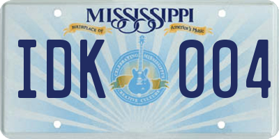 MS license plate IDK004