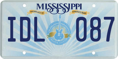 MS license plate IDL087