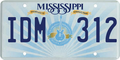 MS license plate IDM312
