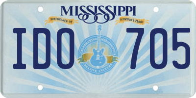 MS license plate IDO705