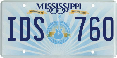 MS license plate IDS760