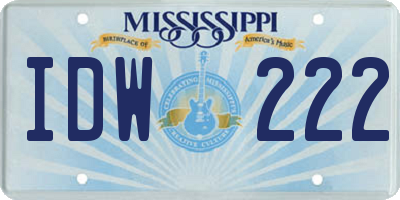 MS license plate IDW222