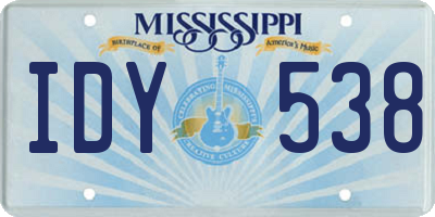 MS license plate IDY538