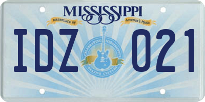 MS license plate IDZ021