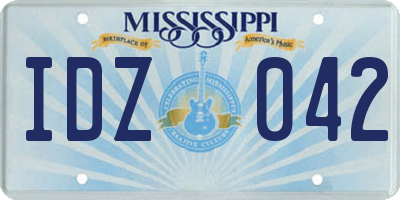 MS license plate IDZ042