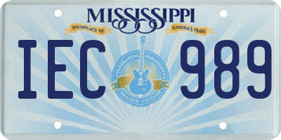 MS license plate IEC989