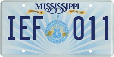 MS license plate IEF011