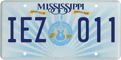 MS license plate IEZ011