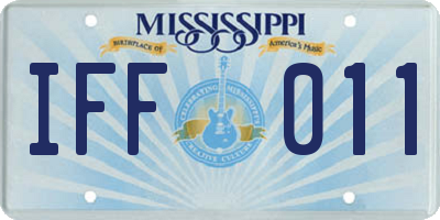MS license plate IFF011