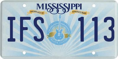 MS license plate IFS113