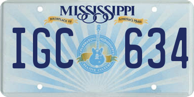 MS license plate IGC634