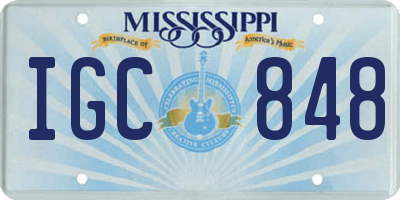 MS license plate IGC848