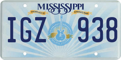 MS license plate IGZ938