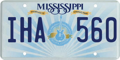 MS license plate IHA560