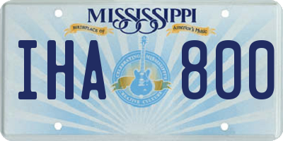 MS license plate IHA800