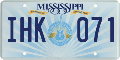 MS license plate IHK071