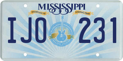 MS license plate IJO231