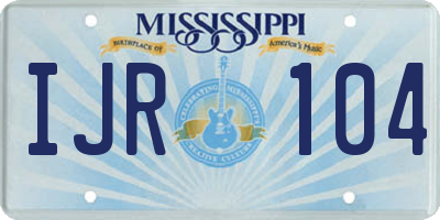 MS license plate IJR104