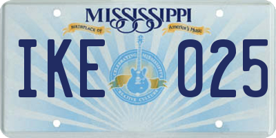 MS license plate IKE025