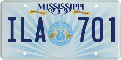 MS license plate ILA701