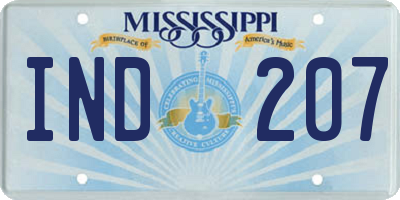 MS license plate IND207