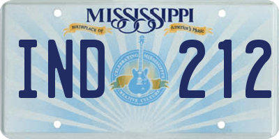 MS license plate IND212