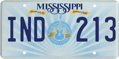 MS license plate IND213