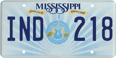 MS license plate IND218