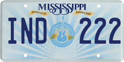 MS license plate IND222