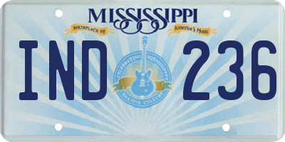 MS license plate IND236
